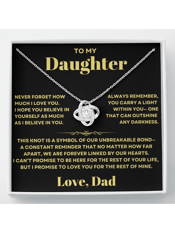 Daughter Necklace, Love Knot jewelry, Perfect for Birthday, Christmas, Graduation