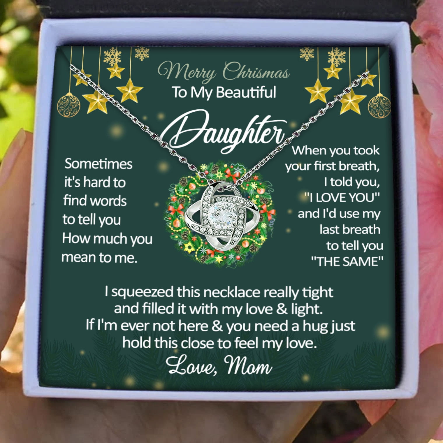 To my Daughter Necklace, Merry Christmas Gift for Daughter