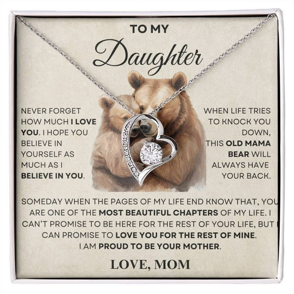 To my Daughter from Mom, Forever love Necklace, Old Mama Bear