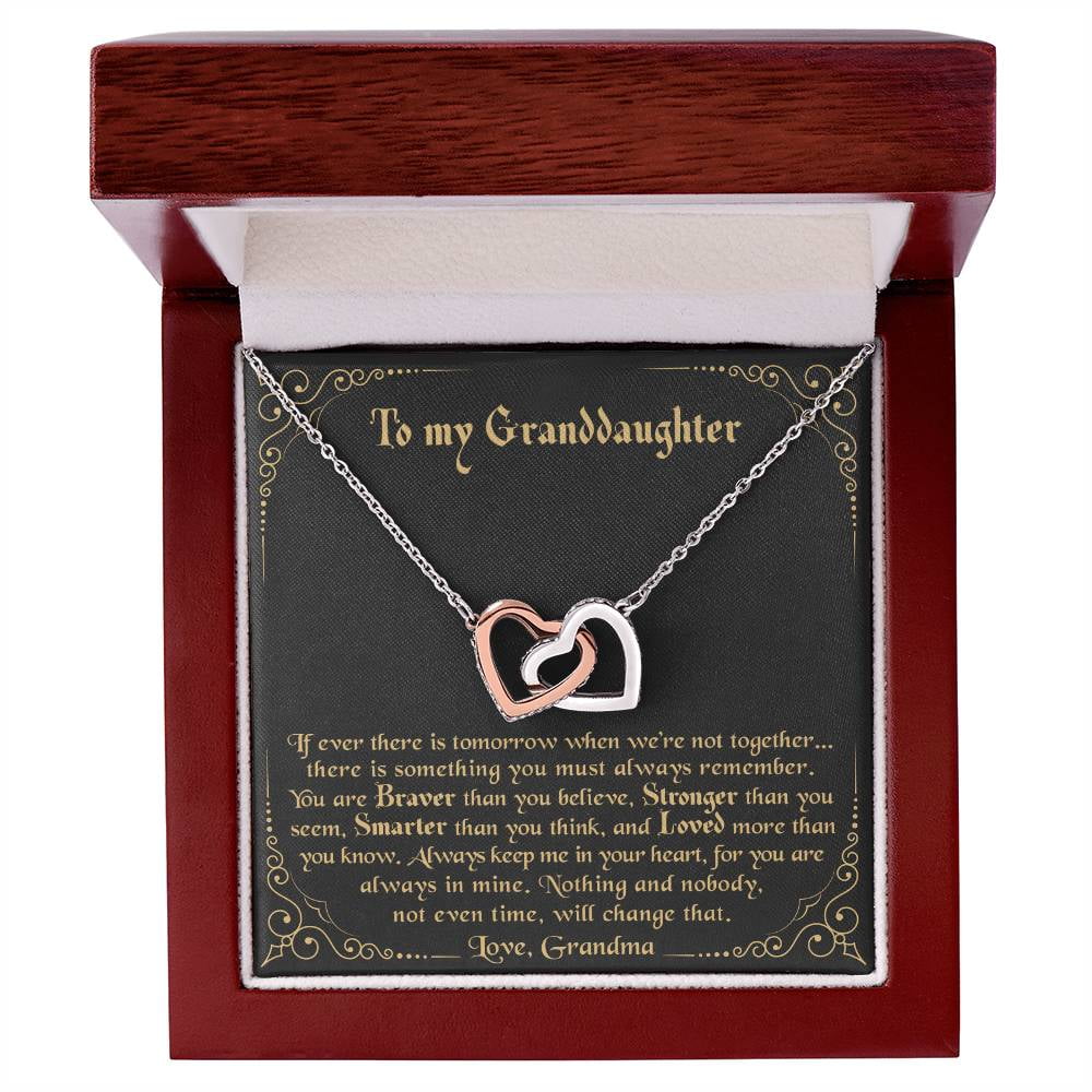 Sterling Silver Interlocking Hearts Necklace - Granddaughter Gift From Grandma