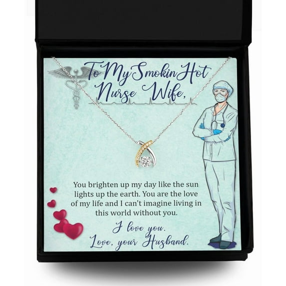 To my Smokin Hot Nurse Wife, To My Nurse Wife Gift, Wishbone Dancing Necklace, Thank You For Being My Wife,wife Jewelry
