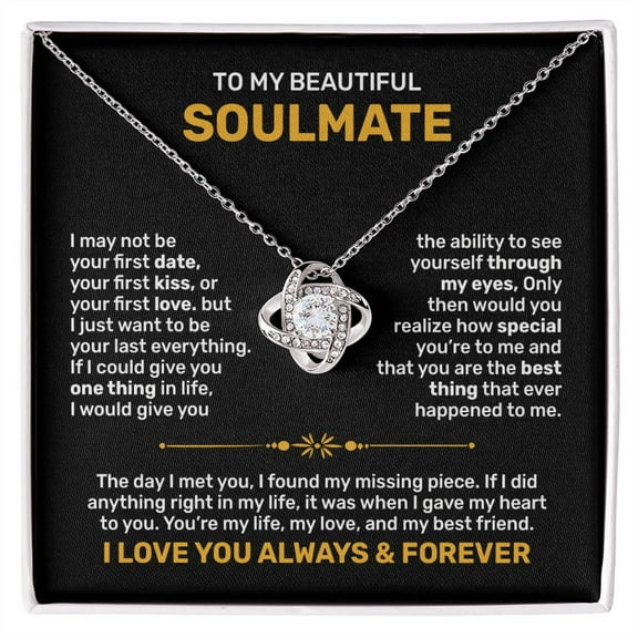 Soulmate Wife Necklace Gift from Husband, Love Knot, Perfect gift for Valentines day, Anniversary, Birthday