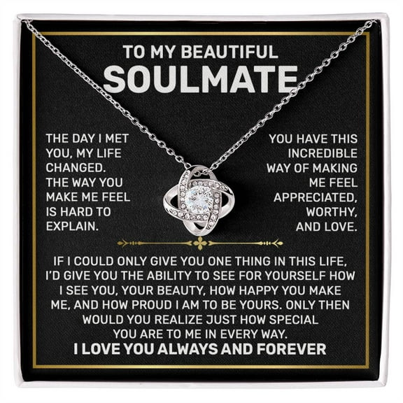 Soulmate Wife Necklace Gift from Husband, Love Knot, Perfect gift for Valentines day, Anniversary, Birthday