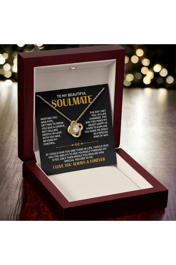 Wife Soulmate Love Knot Necklace Gift for wife from Husband for Anniversary Birthday Valentine’s Day