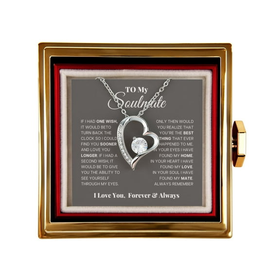 To my Soulmate Wife Necklace from Husband, Forever Love Pendant with Rotating Rose Box, Gift for Anniversary, Valentines Day, Birthday
