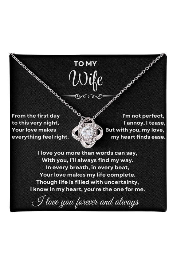 Wife Necklace Gift from Husband, Love Knot , Perfect gift for Valentines day, Anniversary, Birthday