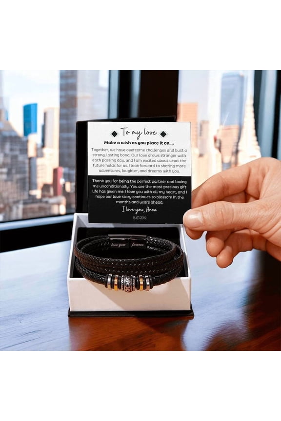 To my love Personalized Promise Bracelet Gift For him, Aniversary gift for boyfriend, Happy Birthday customized message card for husband