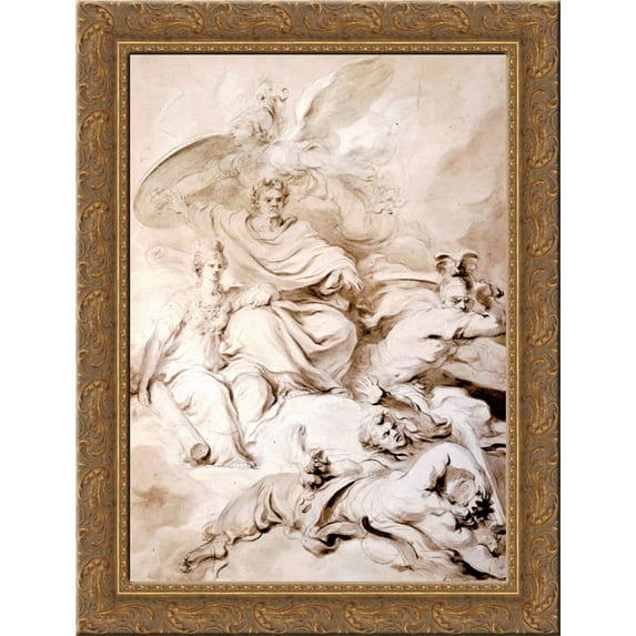 To the Genius of Franklin 24x18 Gold Ornate Wood Framed Canvas Art by Jean-Honore Fragonard