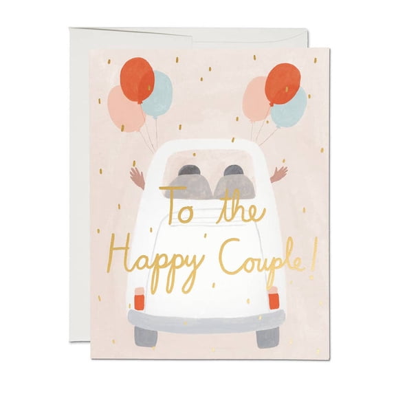 To the Happy Couple Card Cute Design with Balloons for Weddings, Anniversaries, Engagements Blank Inside with Envelope Included