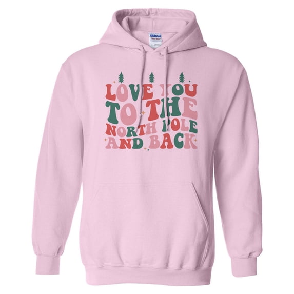 To the North Pole and Back Hoodie Sweatshirt Unisex X-Large Pink