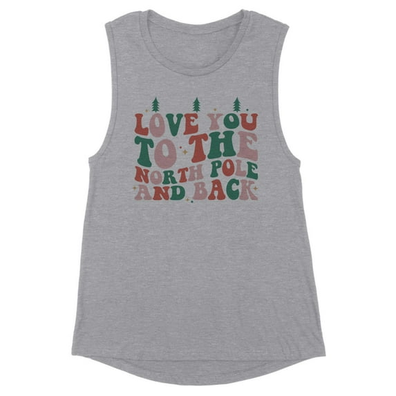 To the North Pole and Back Women's Muscle Tank Medium Heather Grey