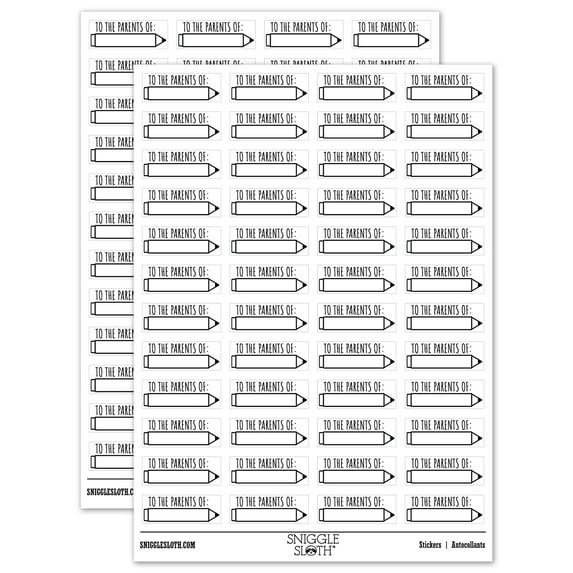 To the Parents Of Signature School Teacher Pencil Fill-in Sticker Set - White - Gloss Finish - 1.25" Mini