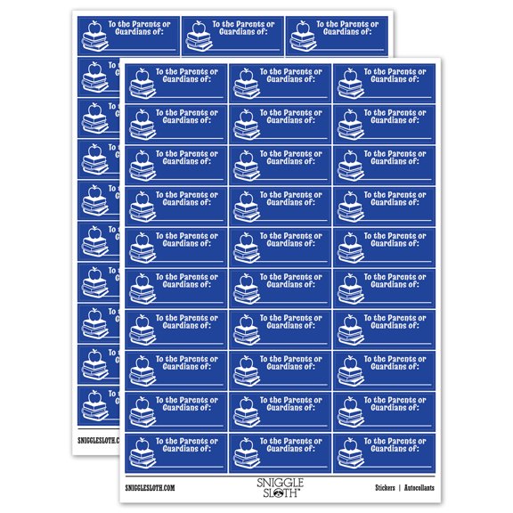 To the Parents or Guardians of Work Teacher Student School Sticker Set - Dark Blue - Matte Finish - 1.75" Medium