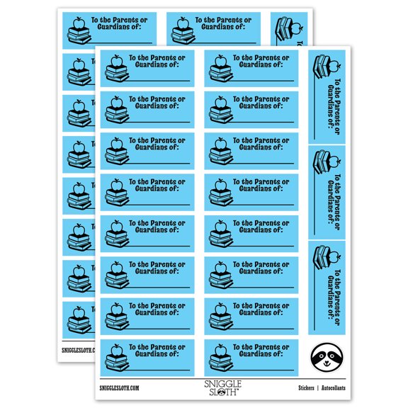 To the Parents or Guardians of Work Teacher Student School Sticker Set - Light Blue - Gloss Finish - 2.00" Large