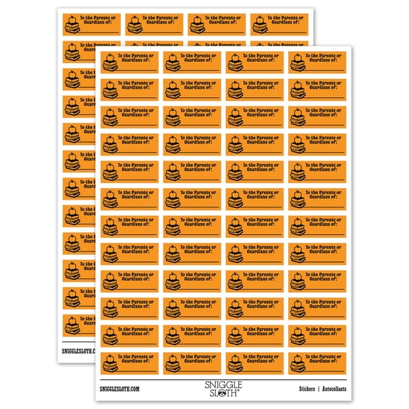 To the Parents or Guardians of Work Teacher Student School Sticker Set - Orange - Gloss Finish - 1.25" Mini