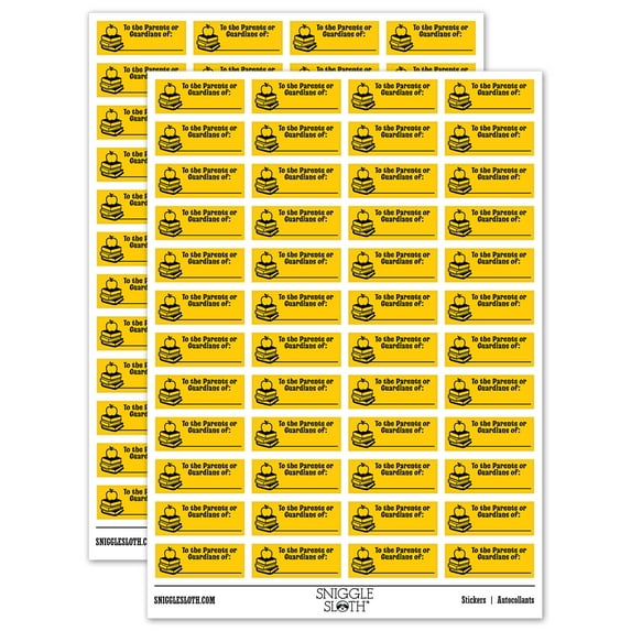 To the Parents or Guardians of Work Teacher Student School Sticker Set - Yellow - Gloss Finish - 1.25" Mini