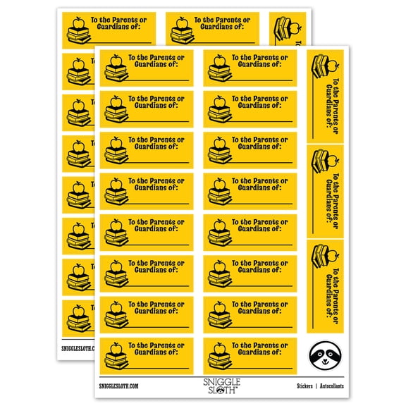 To the Parents or Guardians of Work Teacher Student School Sticker Set - Yellow - Gloss Finish - 2.00" Large