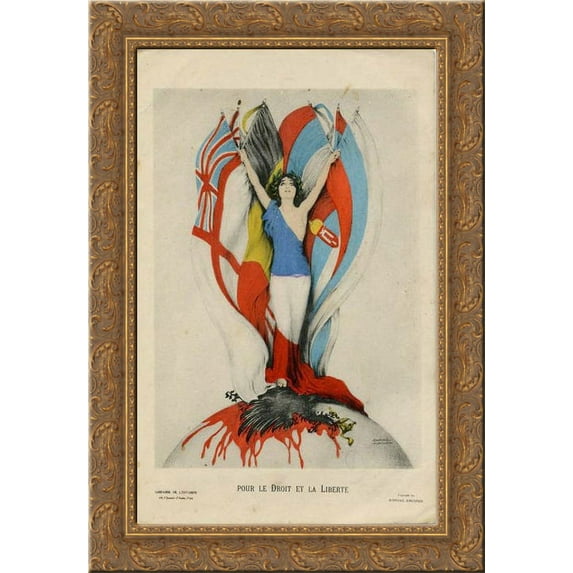 To the Right and Freedom 24x16 Gold Ornate Wood Framed Canvas Art by Raphael Kirchner