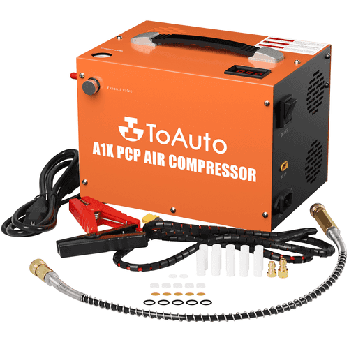 ToAuto A1X PCP Air Compressor Portable High Pressure Pump with Oil-water Separator 4500PSI / 30Mpa  DC 12V AC 110V for Rifle Airgun Paintball