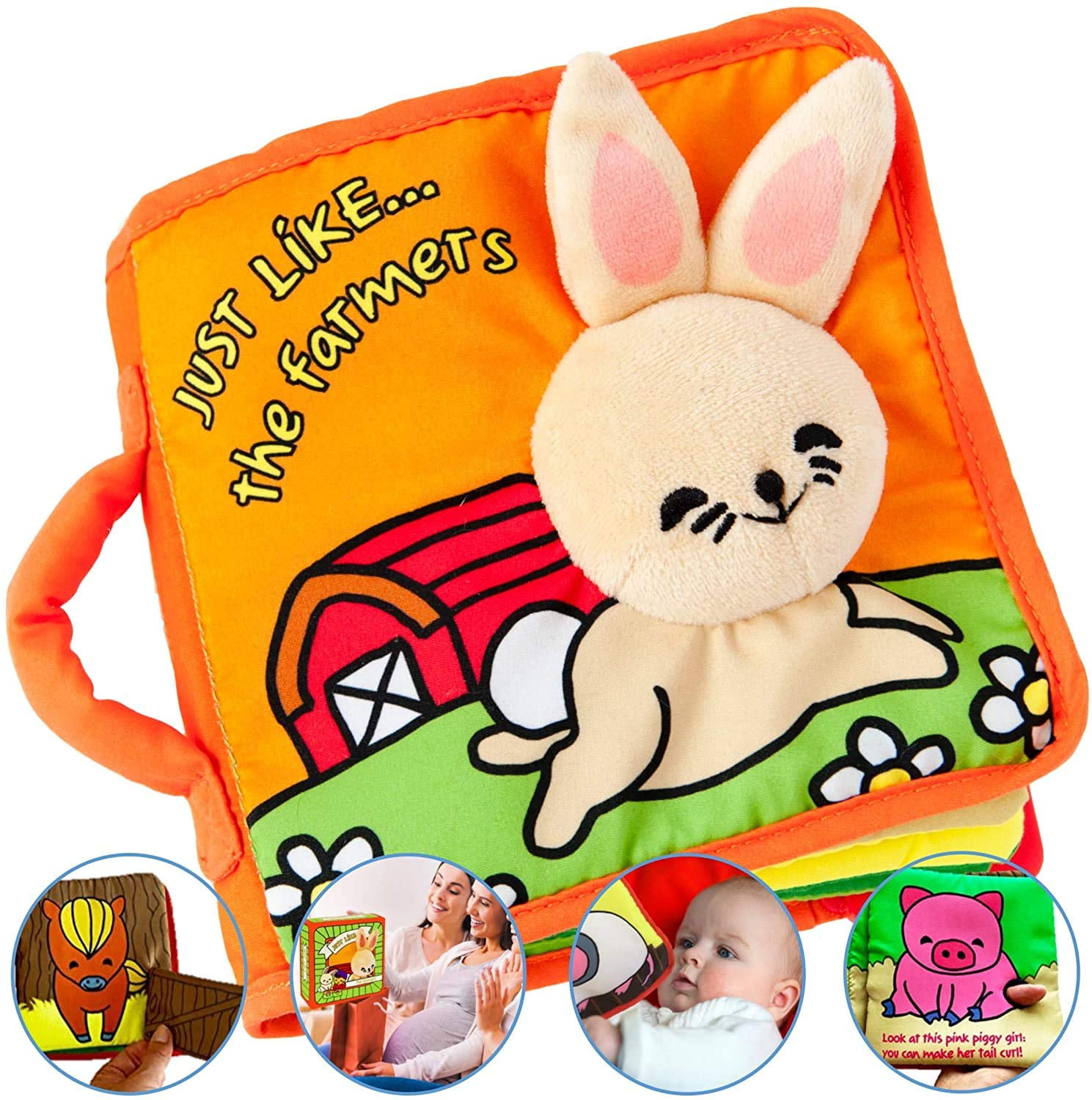 ToBe ReadyForLife Soft Baby Book First Year Cloth Book Bunny with Crinkly Sounds Fabric Easter Book for Babies Infant 1 Year Old Boy Girl