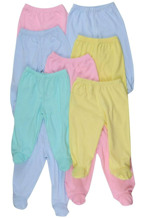 Babys 4-Pack Casual Ultra-Soft Cotton Infant Footed Pants - Pastel - 6-9 Months Old
