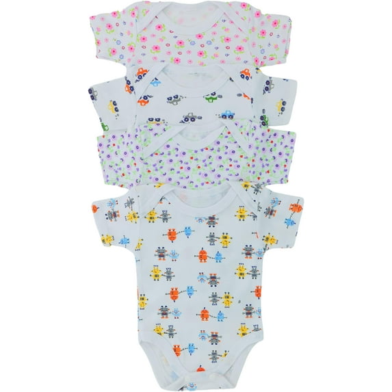 ToBeInStyle Babys' 4 Pack Short Sleeve Bodysuit Onesies - Floral - Size 3