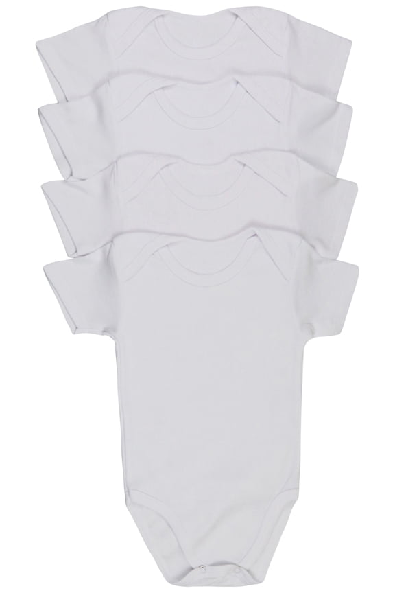 Babys' 4 Pack Short Sleeve Bodysuit Onesies - White - 0-3 Months