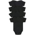 thumbnail image 1 of ToBeInStyle Babys' 4 Pack Ultra-Soft Cotton Short Sleeve Bodysuit Romper - Black - 3-6 Months Old, 1 of 3