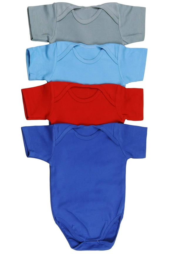 Babys' 4 Pack Ultra-Soft Cotton Short Sleeve Bodysuit Romper - Cool - 1 Year Old