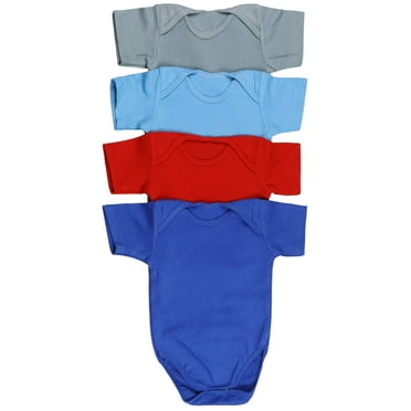 ToBeInStyle Babys' 4 Pack Ultra-Soft Cotton Short Sleeve Bodysuit Romper - Cool - 3-6 Months Old