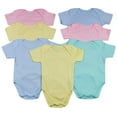 thumbnail image 1 of ToBeInStyle Babys' 4 Pack Ultra-Soft Cotton Short Sleeve Bodysuit Romper - Pastel - 1 Year Old, 1 of 5