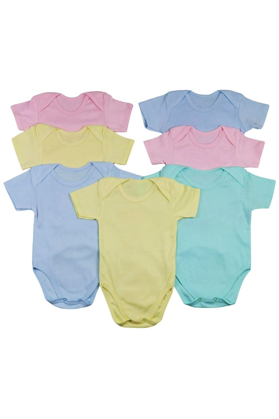 Babys' 4 Pack Ultra-Soft Cotton Short Sleeve Bodysuit Romper - Pastel - 6-9 Months Old