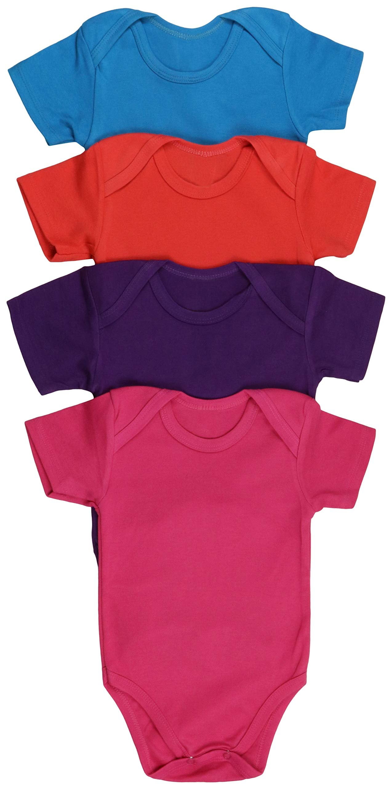 Girl's 4-Pack Kimono Tee Shirts - Short Sleeve Button-Up Tops For Babies 0-9 Months - Pastel, Vibrant, Or Animal Prints