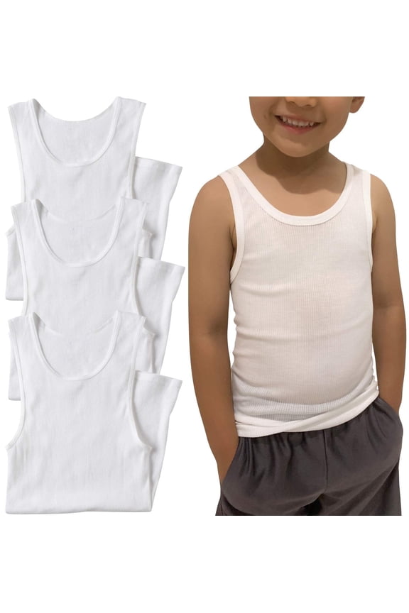Boy's 3 Pack Basic White A-Shirt Cotton Blend - S