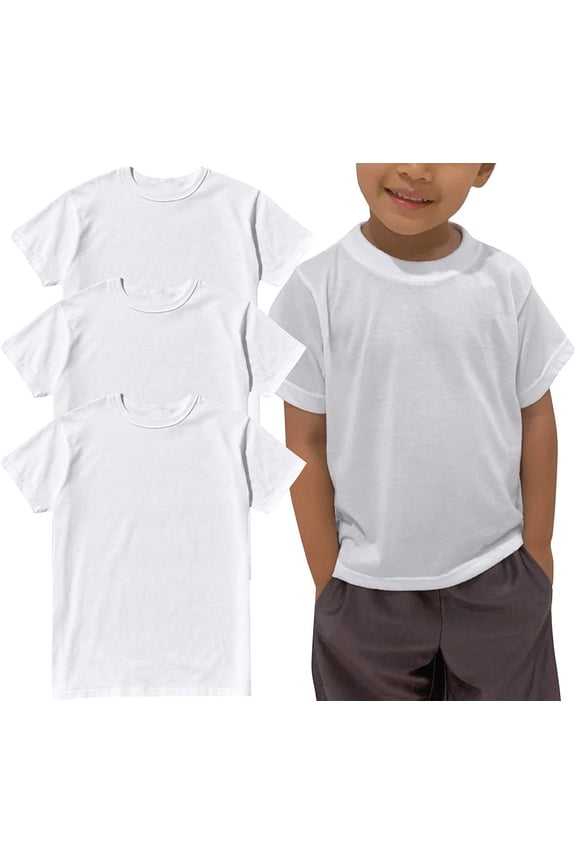 Boy's 3 Pack Classic White Undershirt T-Shirt Cotton Blend - XL