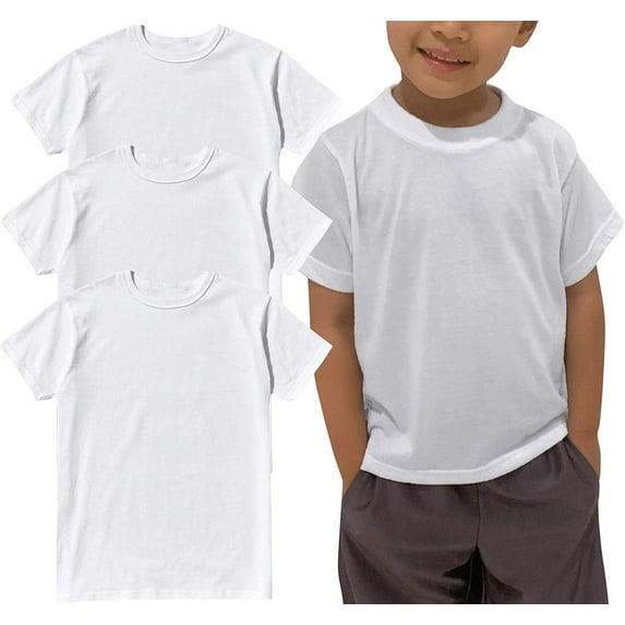 ToBeInStyle Boy's 3 Pack Classic White Undershirt T-Shirt Cotton Blend - XS