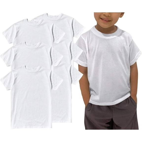 ToBeInStyle Boy's 6 Pack Classic White Undershirt T-Shirt Cotton Blend - XS