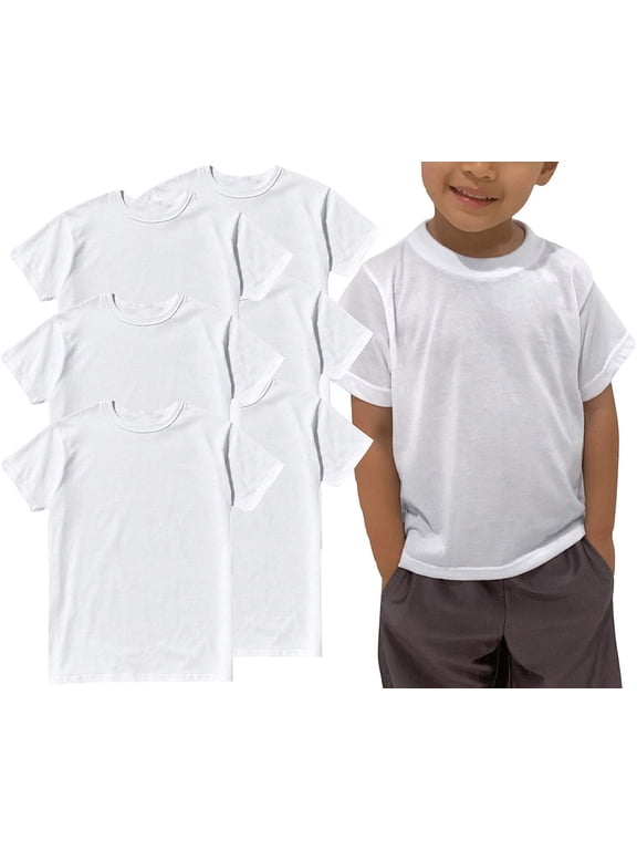 Boy's 6 Pack Classic White Undershirt T-Shirt Cotton Blend - XS