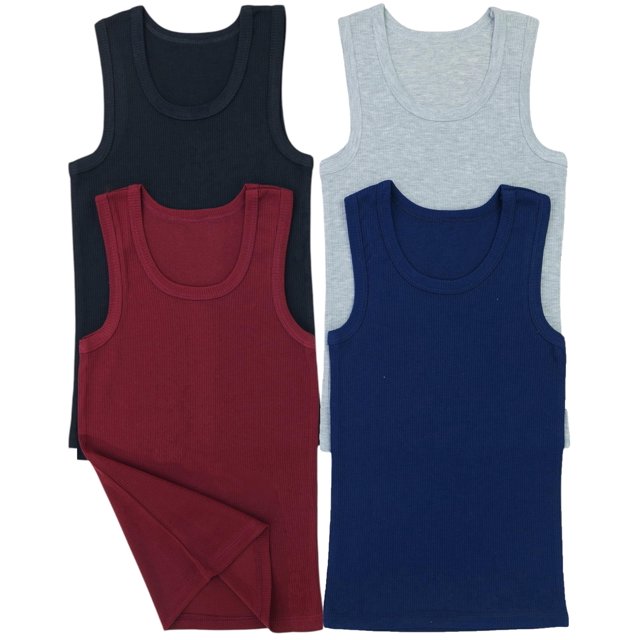 ToBeInStyle Boy's Pack of 4 Tank Tops - Ribbed Essentials - Size 16