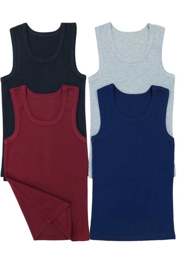 Boy's Pack of 4 Tank Tops - Ribbed Essentials - Size 3