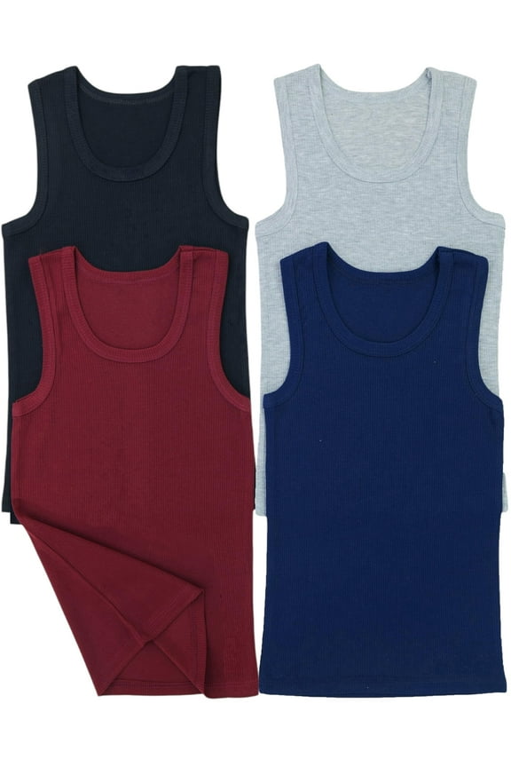 Boy's Pack of 4 Tank Tops - Ribbed Essentials - Size 6