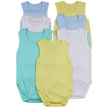 ToBeInStyle Boy's Pack of 4 Ultra-Soft Cotton Baby Tank Top Bodysuits - Pastel - 1 Year Old