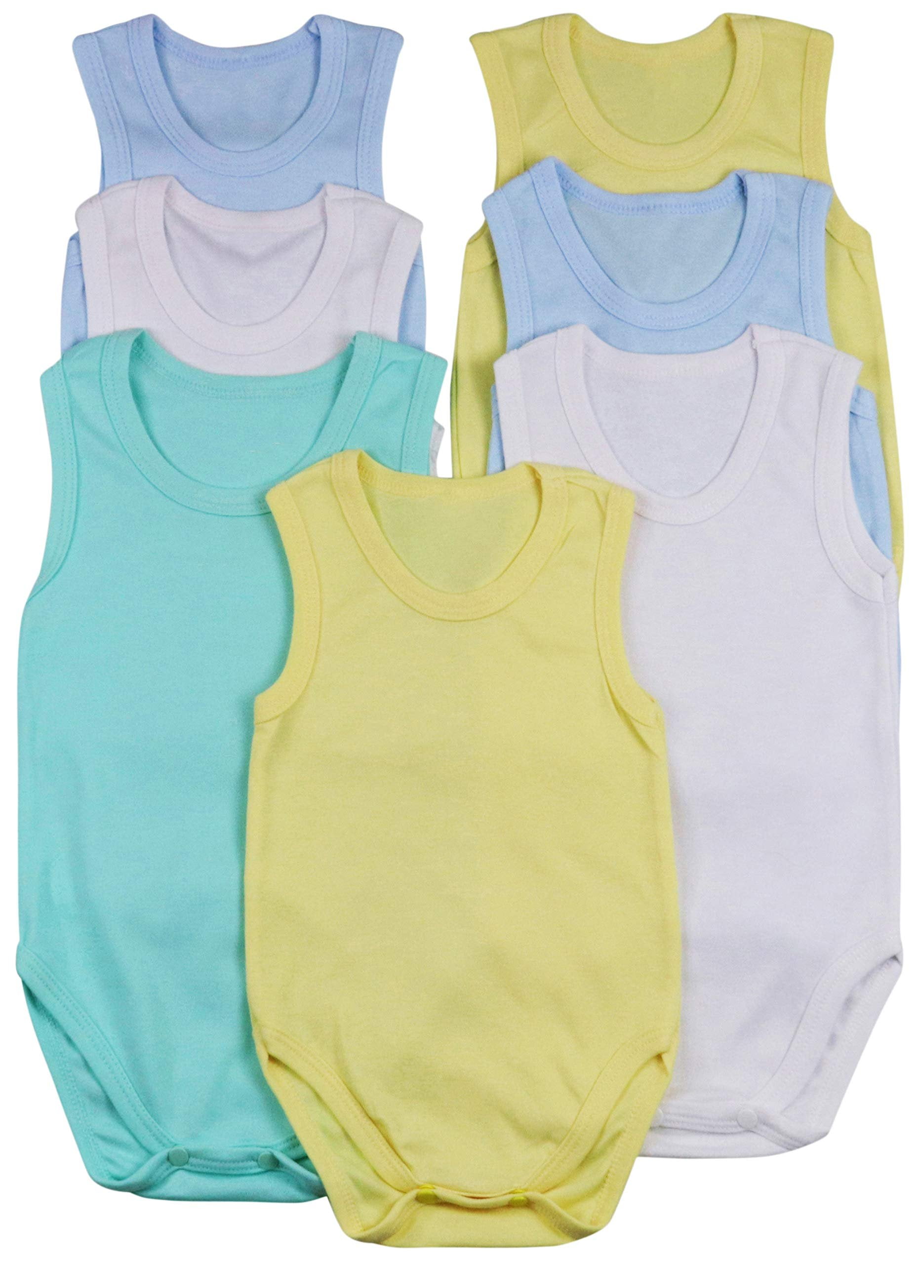 ToBeInStyle Boy's Pack of 4 Ultra-Soft Cotton Baby Tank Top Bodysuits - Pastel - 2 Years Old