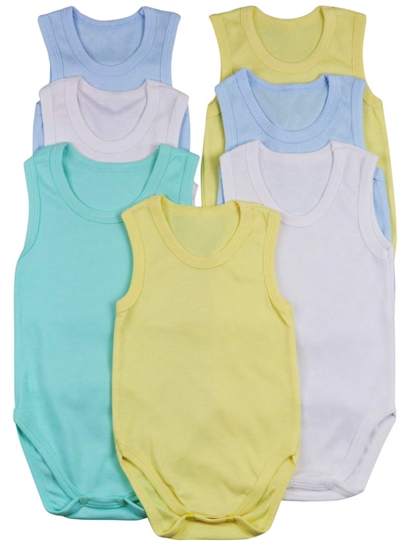 Boy's Pack of 4 Ultra-Soft Cotton Baby Tank Top Bodysuits - Pastel - 2 Years Old