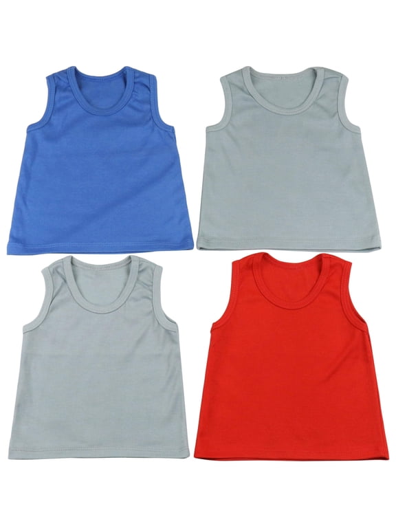 Boy's Pack of 4 Ultra-Soft Cotton Tank Tops - Cool - 2 Years Old