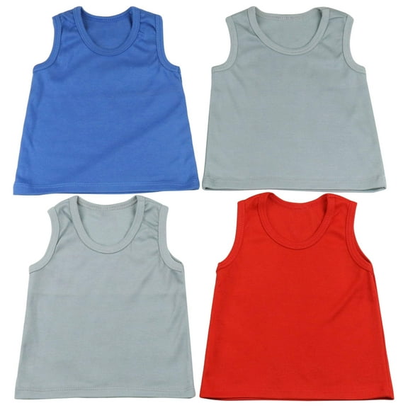ToBeInStyle Boy's Pack of 4 Ultra-Soft Cotton Tank Tops - Cool - 3-6 Months Old
