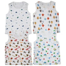 ToBeInStyle Boy's Pack of 4 Ultra-Soft Cotton Tank Tops - Funny Characters - 3 Years Old