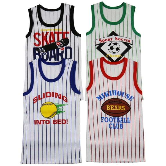 ToBeInStyle Boy's Pack of 4 Ultra-Soft Cotton Tank Tops - Line - 4 Years Old
