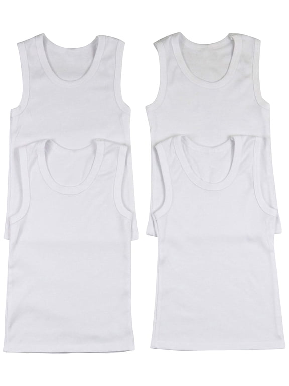 Boy's Pack of 4 Ultra-Soft Cotton Tank Tops - White - 1 Year Old