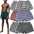 thumbnail image 1 of ToBeInStyle Boy's Pack of 6 Button Front Plaid Boxer Shorts - Large, 1 of 6